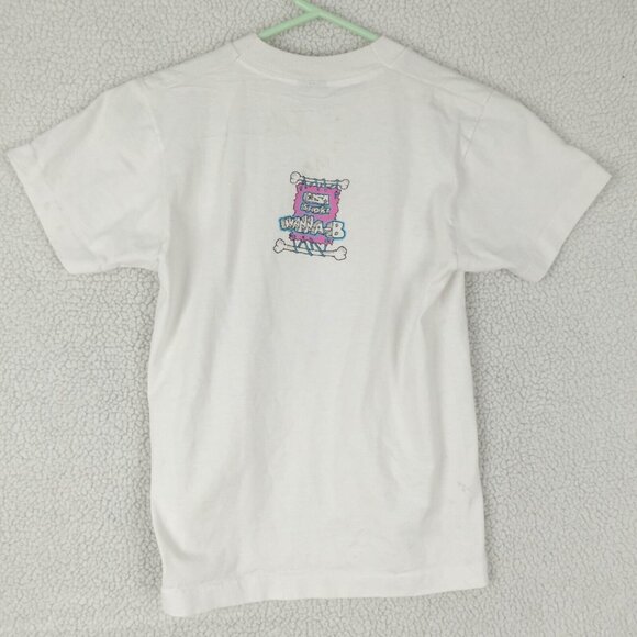 Vintage T Shirt Youths 14 16 White Blue Dinosaur Motocross Screen Stars 90S - Picture 4 of 10